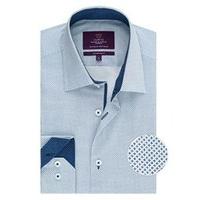 mens curtis white navy geometric slim fit shirt single cuff