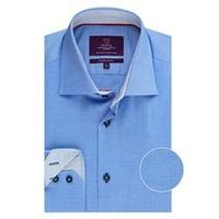 Mens Curtis Blue Slim Fit Shirt with Contrast Detail  One Button Collar - Single Cuff