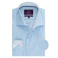 Mens Curtis Blue & White Stripe Slim Fit Shirt with Contrast Detail  One Button Collar - Single Cuff
