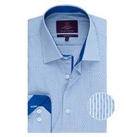 Men\'s Curtis Blue & White Stripe Slim Fit Shirt - Single Cuff