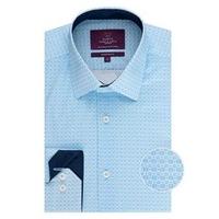 mens curtis blue geometric slim fit shirt single cuff