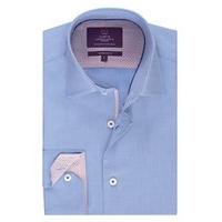 mens curtis blue end on end slim fit shirt with contrast detail single ...