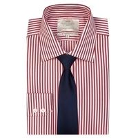 Men\'s White & Red Stripe Slim Fit Shirt - Single Cuff