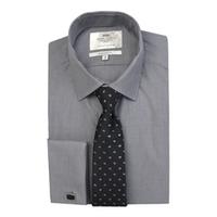 mens grey white fine stripe extra slim fit shirt double cuff