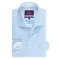 mens light blue slim fit shirt with contrast detail single cuff