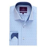 mens curtis blue dobby weave slim fit shirt with contrast detail singl ...