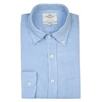 Men\'s Plain Light Blue Boston Button Down Tailored Fit Linen Shirt