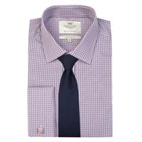 Men\'s Navy & Pink Multi Check Extra Slim Fit Shirt - Double Cuff