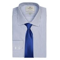 Men\'s White & Blue Multi Stripe Slim Fit Single Cuff Shirt