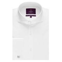 mens curtis white twill slim fit shirt high collar double cuff