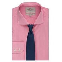 mens fuchsia white bengal stripe extra slim windsor collar single cuff ...