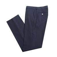 Men\'s Navy & Blue Medium Stripe Slim Fit Suit Trouser - Super 140s Wool
