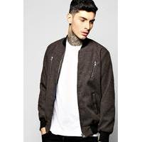 Melton Bomber Jacket with Contrast Zip Detail - grey