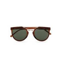 Mens Brown Gold Bar Round Sunglasses, Brown