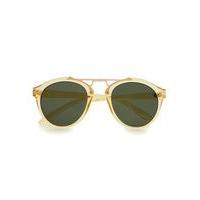 Mens Yellow Round Framed Bar Sunglasses, Yellow