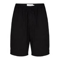 Mens LTD Black Twill Wide Leg Shorts, Black