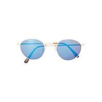 Mens Multi Gold Framed Mirrored Round Sunglasses, Multi