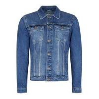 Mens Washed Blue Denim Jacket, Blue