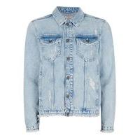 Mens Blue Distressed Denim Jacket, Blue