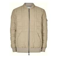 mens stone ltd washed khaki quilted bomber jacket stone