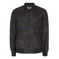 mens black floral print bomber jacket black