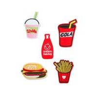 Mens Red Fast Food Iron On Badges*, Red