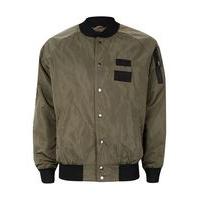 Mens Green HERO\'S HEROINE Khaki Badged Bomber Jacket*, Green