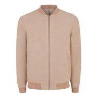 Mens Pink Boucle Textured Wool Rich Smart Bomber Jacket, Pink