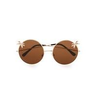 mens round brown palm tree sunglasses brown