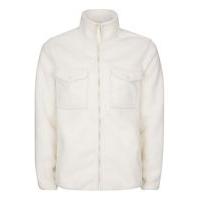 mens white textured borg jacket white