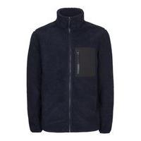 Mens Navy Textured Borg Jacket, Navy