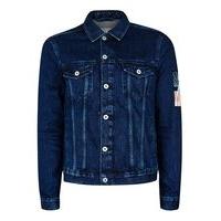 Mens Blue Back Patch Denim Jacket, Blue