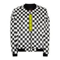 Mens Multi GRANTED Black and White Check Bomber Jacket*, Multi