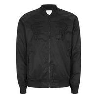 mens globe black embroidered dragon bomber jacket black