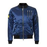 mens the new designers shiny blue padded ma1 jacket blue