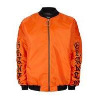 mens granted orange nylon oversized bomber jacket orange