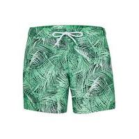 Mens Green Palm Print Swim Shorts, Green