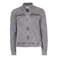 Mens Grey Zip Through Denim Jacket, Grey