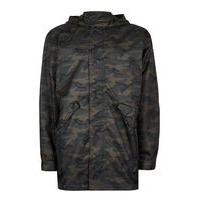 Mens Green Khaki Camo Lightweight Parka, Green