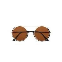 mens pink rose gold round flip sunglasses pink