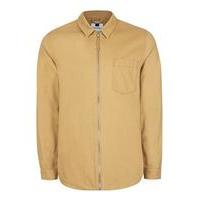 Mens Brown Stone Zip Through Overshirt, Brown