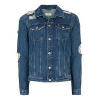 mens blue extreme ripped denim jacket blue