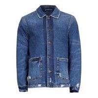 mens blue faux shearling lined denim chore jacket blue