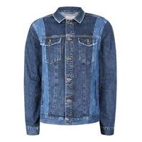 Mens Blue Panelled Denim Jacket, Blue