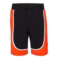 Mens Black JOG ON Orange Panel Shorts*, Black