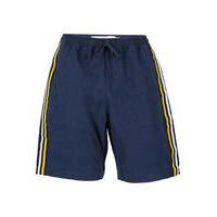 Mens Navy Taping Oversized Cotton Shorts, Navy