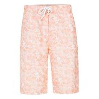 Mens Pink Coral Palm Print Board Shorts, Pink