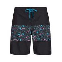 Mens Black DC Panelled Triangle Print Board Shorts, Black