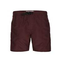 Mens Burgundy Belted Shorts, Burgundy