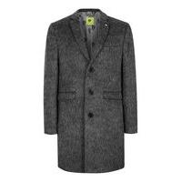 Mens Black NOOSE & MONKEY Grey Textured Coat, Black